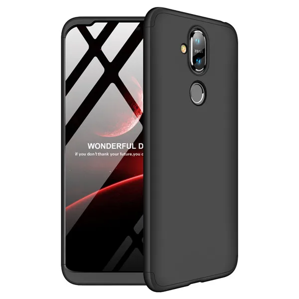 black 3 в 1 360 Жесткий Роскошный чехол для Nokia 7 6,1 Plus противоударный матовый пластиковый закаленное стекло Полный Чехол для Nokia 8,1 X6 X7 - Цвет: black
