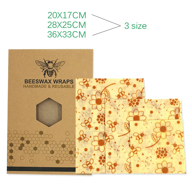 Flower-Bee-pattern Многоразовый пчелиный воск Свежая Упаковка герметичная пищевая упаковка вакуумная пищевая пленка для хранения пчелиный воск свежая ткань кухонные инструменты - Цвет: Flower-Bee-pattern