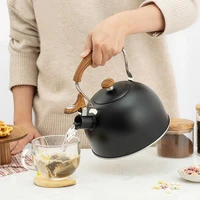 stainless steel whistling tea kettle matte stovetops enamel food grade teapot with heat proof handle for gas induction cookers