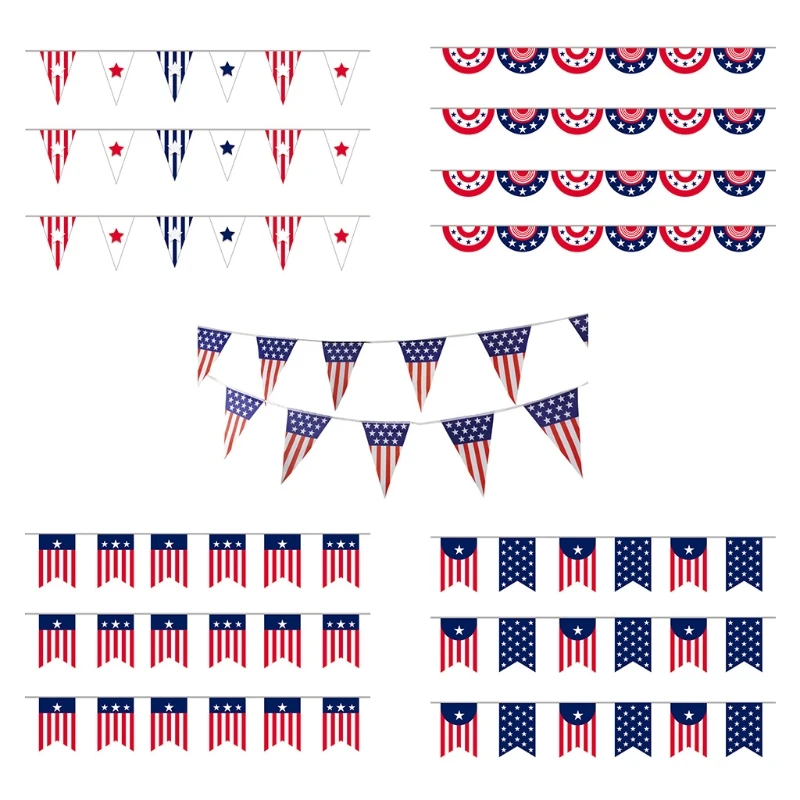 25 шт./строка подвесной флажок баннер на День независимости США Мемориал звезда