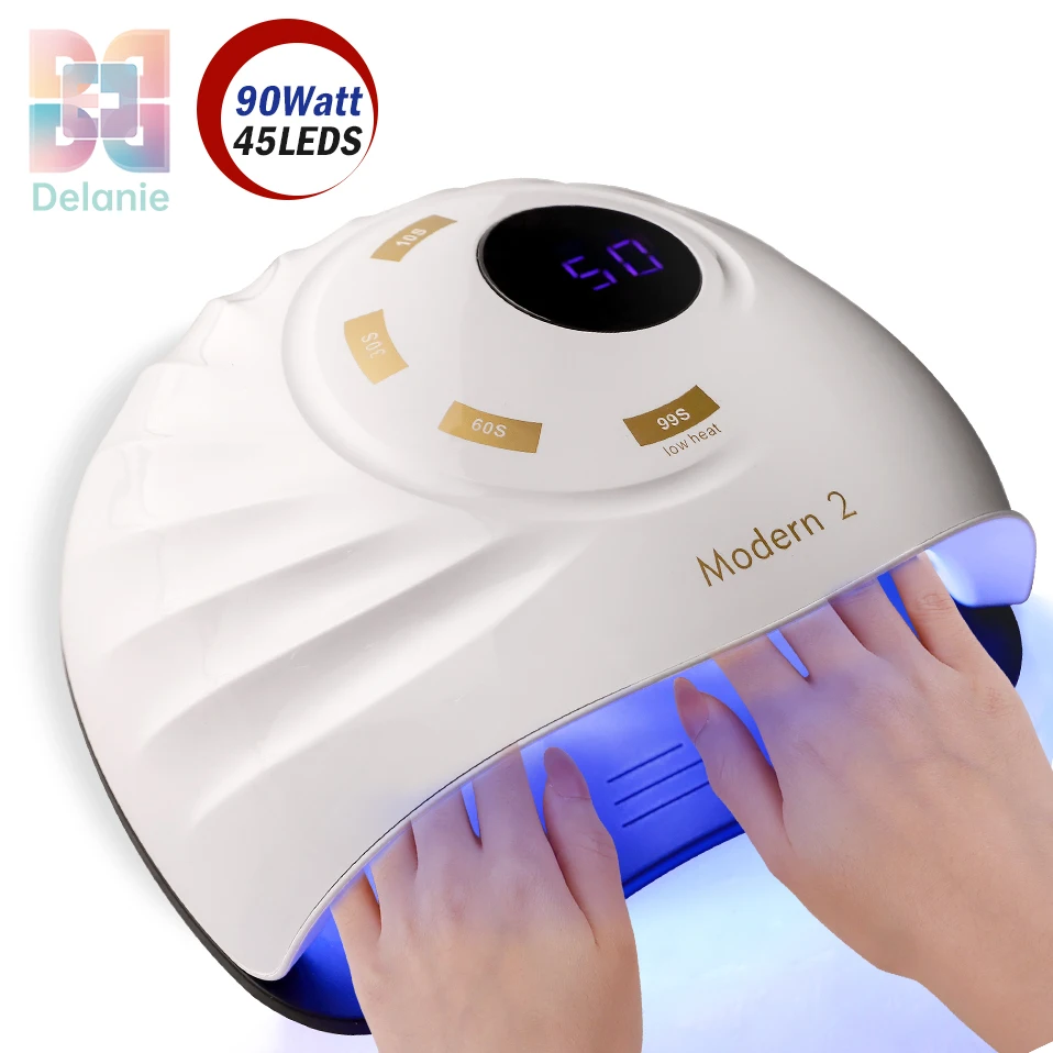

90W Nail Drying Lamp Dual Light UV LED Lamp For Curing All Gel Varnish Quick Nail Dryer WIth Fan Smart Sensor Nail Salon Lamp