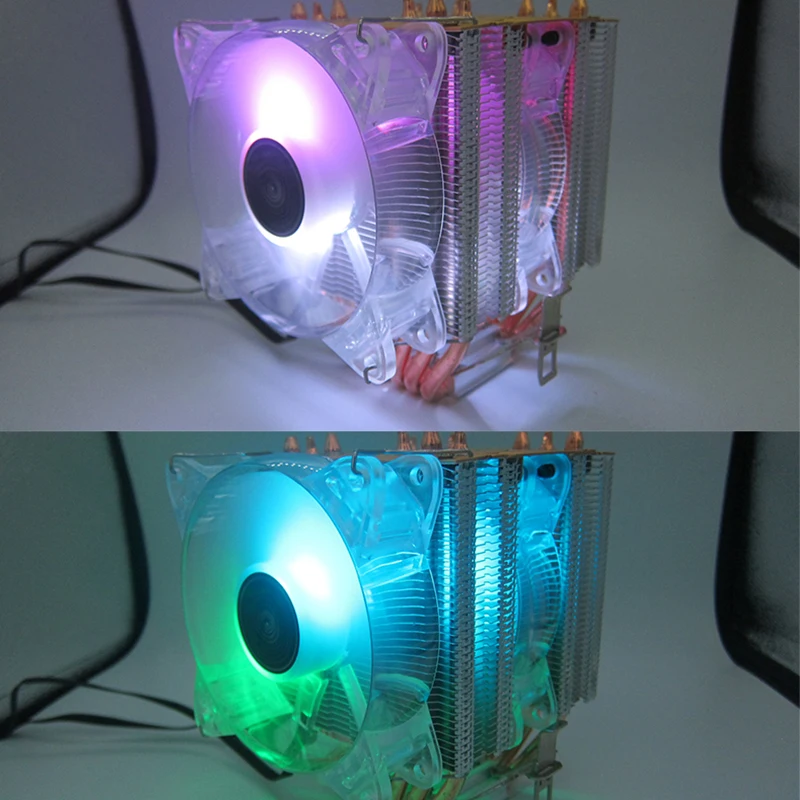 Кулер для процессора TM6 кулер с 6 тепловыми трубками 90 мм 4 контакта ШИМ RGB подсветка Intel и AMD|Кулеры системы