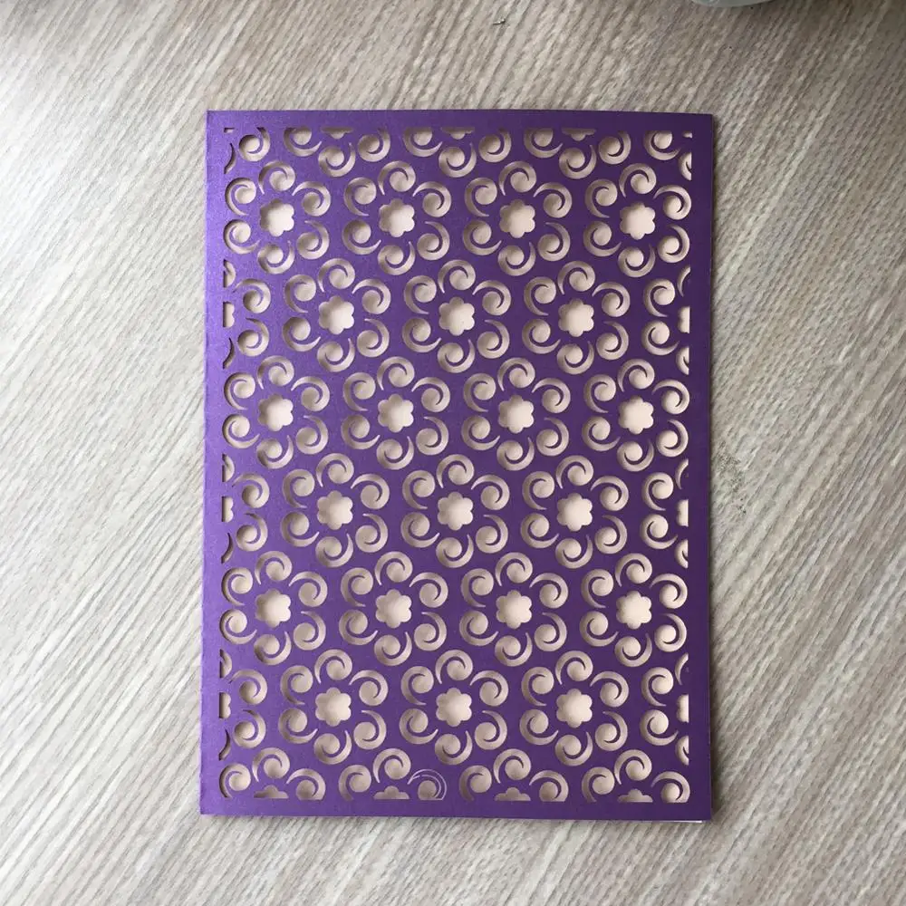 

50Pcs 250GSM Pearl Paper Romantic Flower 24 Colors New Professional Custom Print Folding birthday invitation thank you greeting