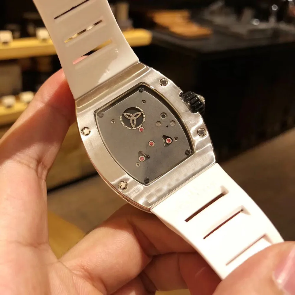 

Classic New Automatic Mechanical Men Watch Sapphire Rose Gold Transparent Silver MoonPhase Black Blue Rubber Diamond Bezel