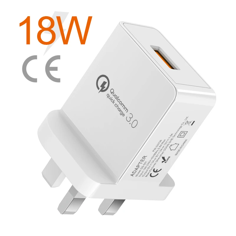 

UK plug FCP SCP VOOC OPPO Quick Charge 3.0 USB Wall Charger single Port QC3.0 Travel Charger