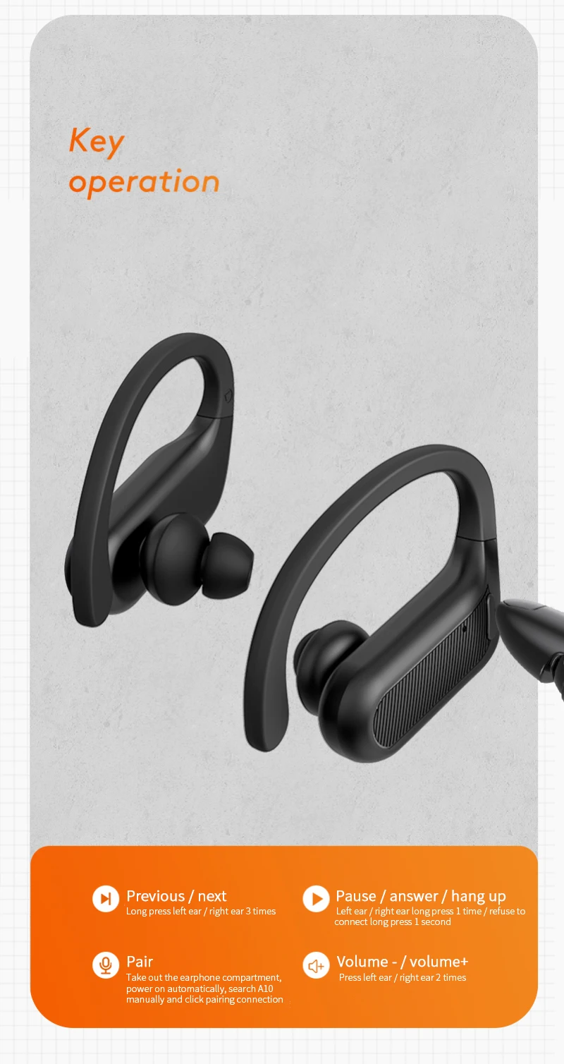 

sport Bluetooth Earphones Stereo Wireless Bluetooth Headphones Control Stereo bass Noise Reduction Smart Touch Gaming Headset