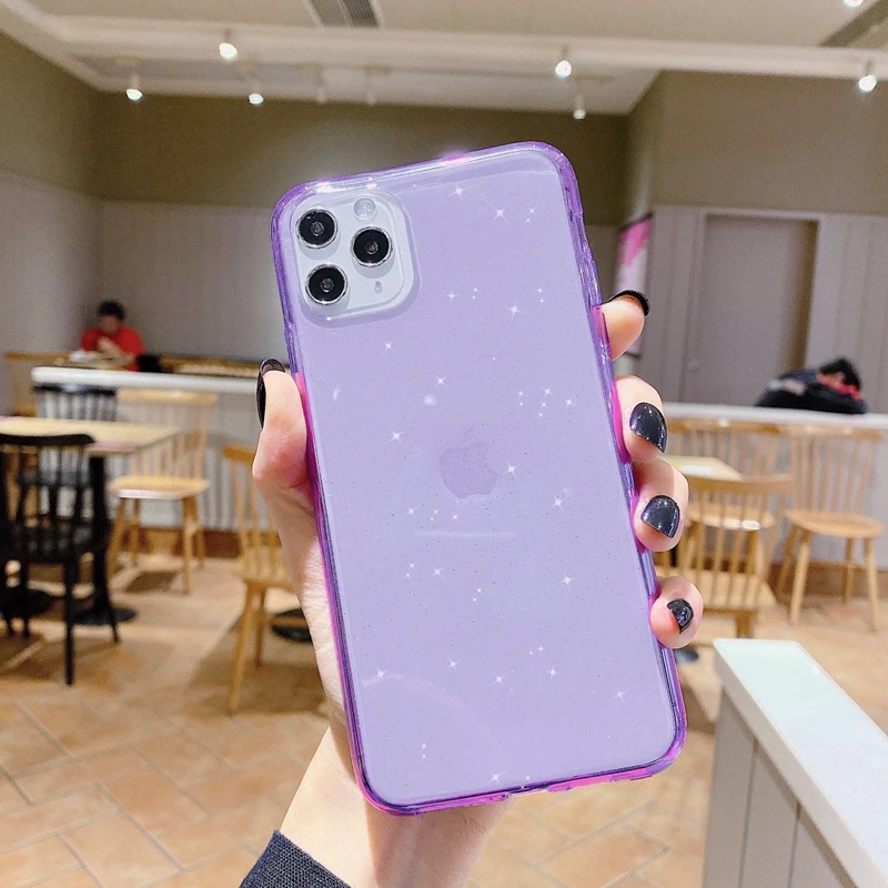 Блестящий Прозрачный мягкий силиконовый чехол из ТПУ для iPhone 6 SE 2020 s 7 8 Plus 11 Pro 10 X XR