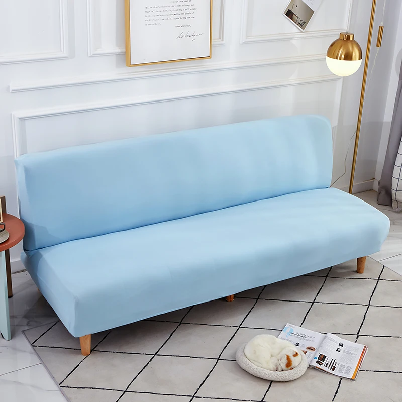 

Чехол для дивана без подлокотников, складная светло-синяя модель, растягивающийся чехол из спандекса
