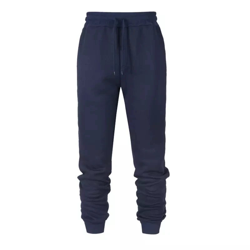 

A400 Men Pants Solid Color Fleece Warm Threaded Cuffs High