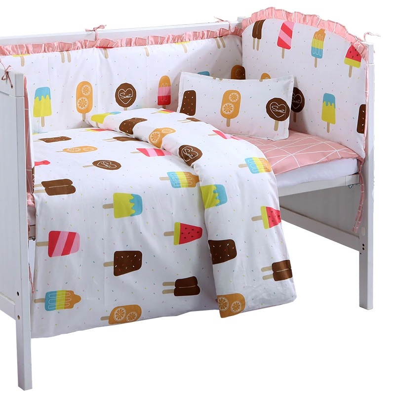 

6/9pcs baby bedding kit de berço Bed Protector Baby Kids Cotton Nursery bedding Girls Crib Set Washable 120*60/120*70cm