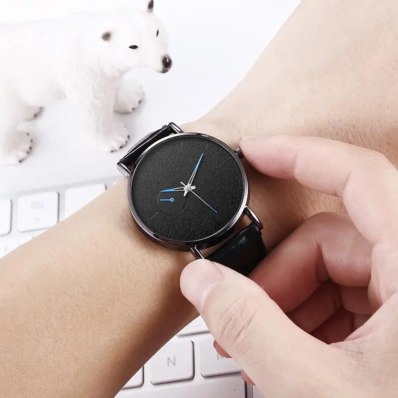 Fashion Men'S Leather Band Watch Stainless Steel Case Simple Wristwatch Male Men Casual Business Watches Relogio Masculino | Наручные