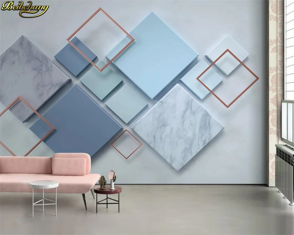 

Настенная бумага beibehang на заказ, Геометрическая Квадратная Мраморная строчка, 3d стерео фон для телевизора, настенные 3d обои