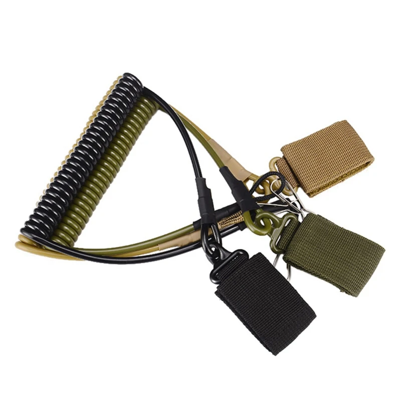 

Outdoor Camping Tactical Pistol Elastic Lanyard Spring Retention Rope Keychain Sling Pistol Lanyard Multifunction Tools