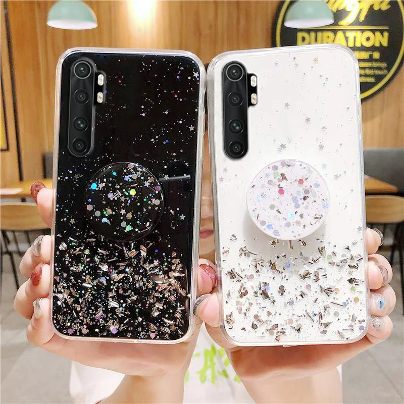 

Phone Case For Xiaomi Mi 10T Pro Cases Bling Glitter Star Holder Cover Xiaomi Mi 11 10T Lite Ultra Note 10 Pro Silicone Cases