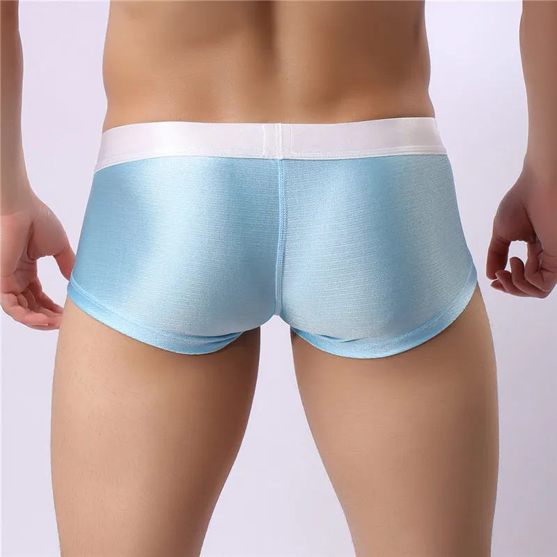 Сексуальные мужские шорты боксеры нижнее белье шелковистые Удобные однотонные