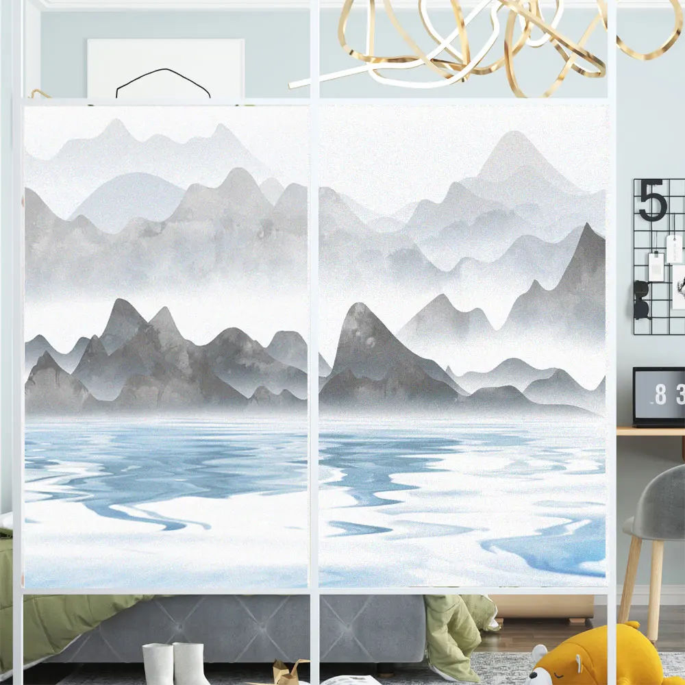 

Window Film Privacy Scenery Pattern Frosted Glass Sticker UV Blocking Heat Control Window Coverings Window Tint for Homedecor