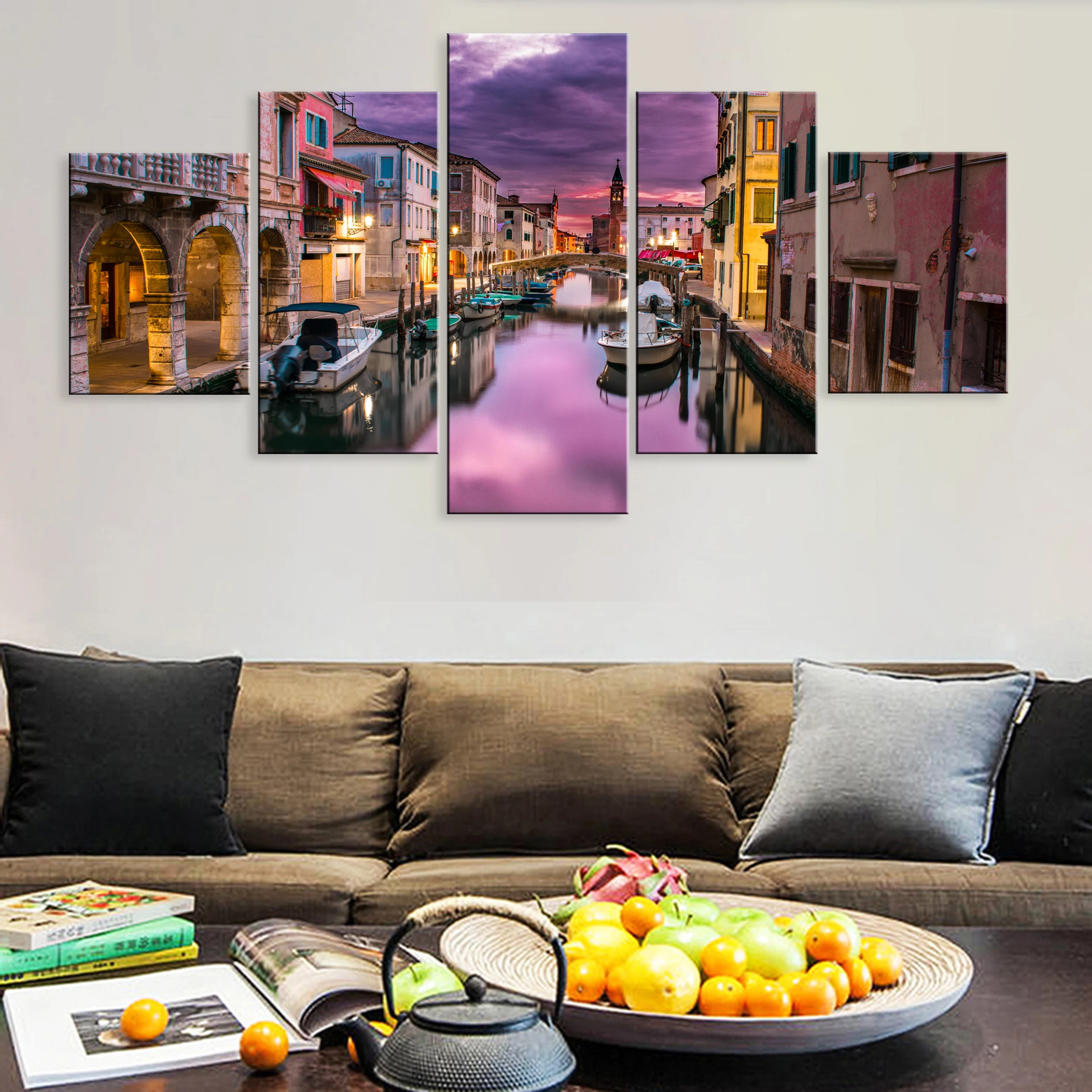 

Hd Beautiful Scenery Landscape Venice Water City 5 Pieces Art Poster Canvas Living Room Home Decor Framework