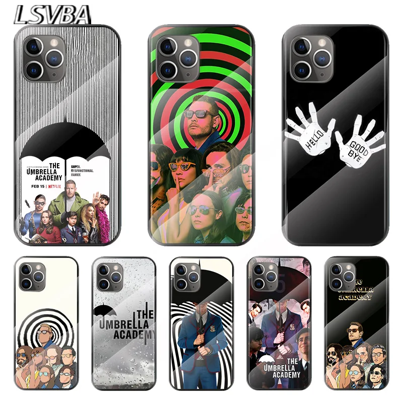 

Umbrella Academy For Apple iPhone 12 11 8 7 6 6S XS XR SE X 2020 Pro Max Mini Plus Tempered Glass Cover Phone Case