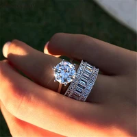 choucong luxury solitaire ring set 925 sterling silver aaaaa zircon sona cz engagement wedding band rings for women men jewelry