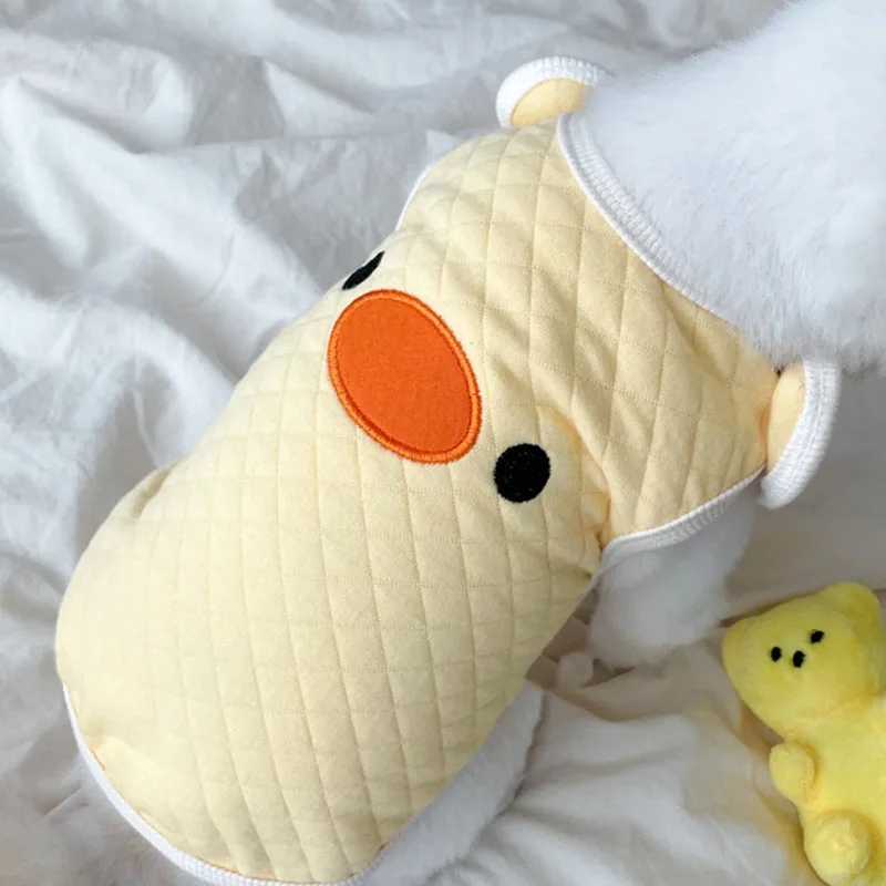 Yellow Duck Dog Jacket Short Pet Autumn and Winter Teddy Warm Cotton Coat Puppy Soft Pullover Cartoon Clothing |