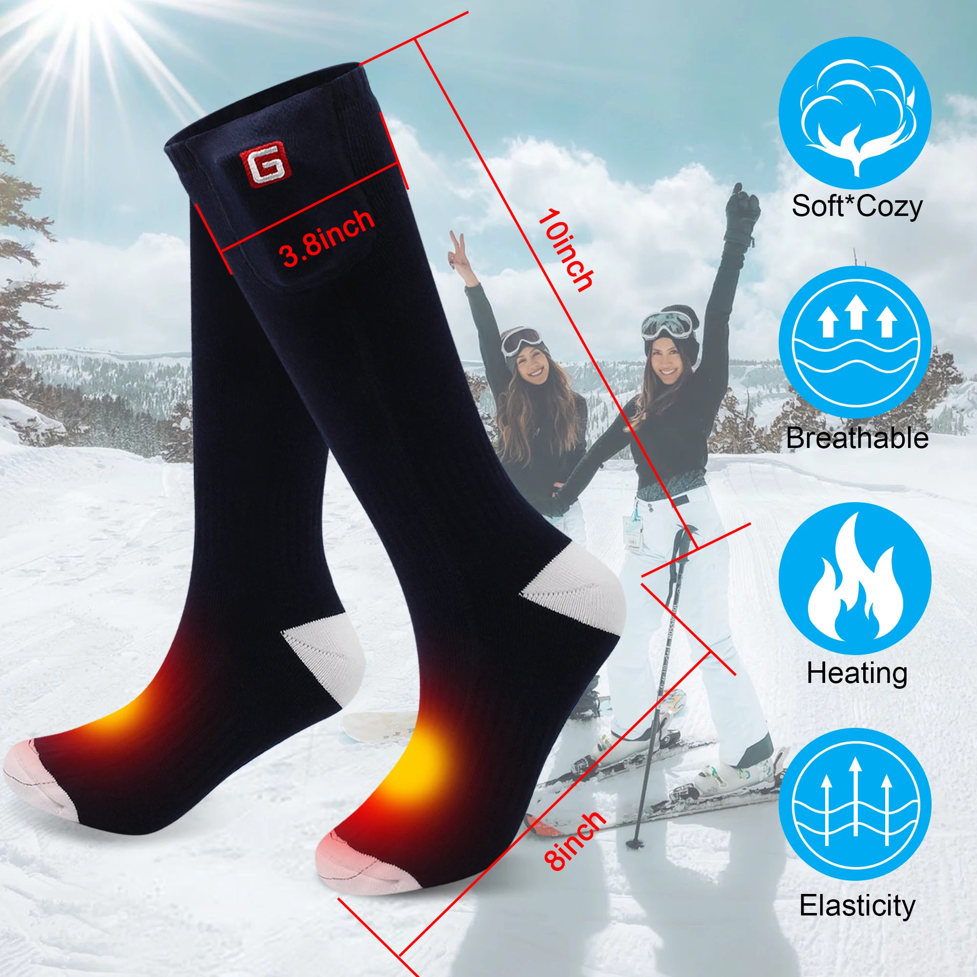 Носки для зимних видов спорта катания на лыжах с подогревом носки электрического