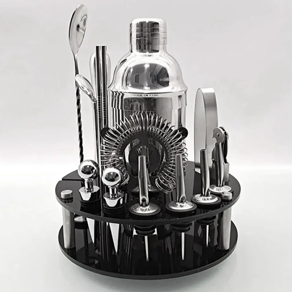 

20 Pcs/set Stainless Steel Cocktail Shaker Mixer Drink Bartender Browser Kit Bars Set Tools With Acrylic Base Rack Storage Stand