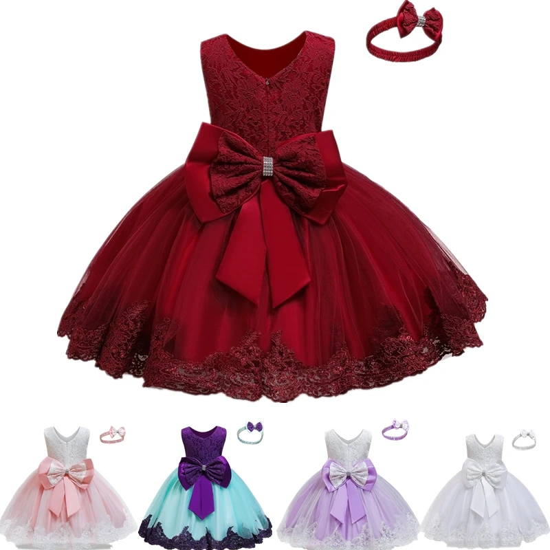 Красное рождественское платье для маленьких девочек элегантные платья