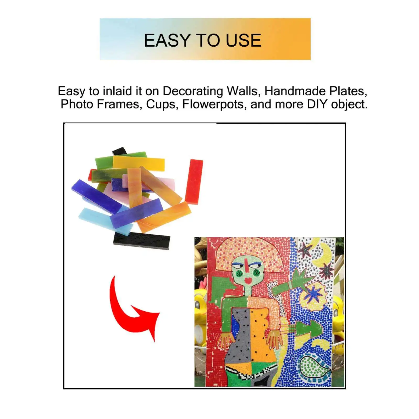70 Pieces Rectangle Shape Assorted Colors Glass Mosaic | Дом и сад