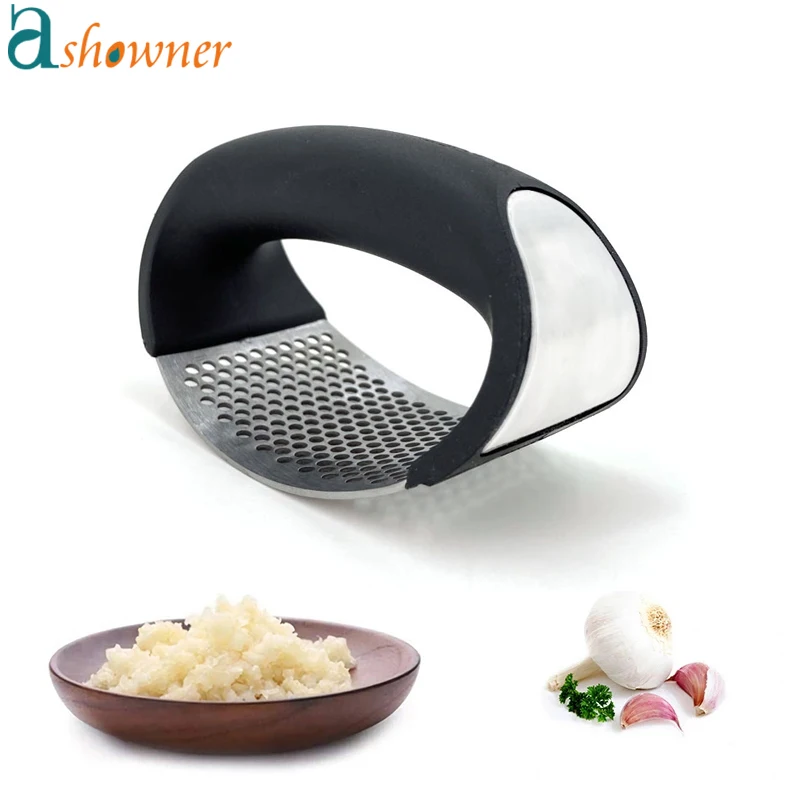 

1PCS Stainless Steel Garlic Press Manual Garlic Mincer Chopping Garlic Tools Curve Fruit Vegetable Kitchen Gadgets Accessories