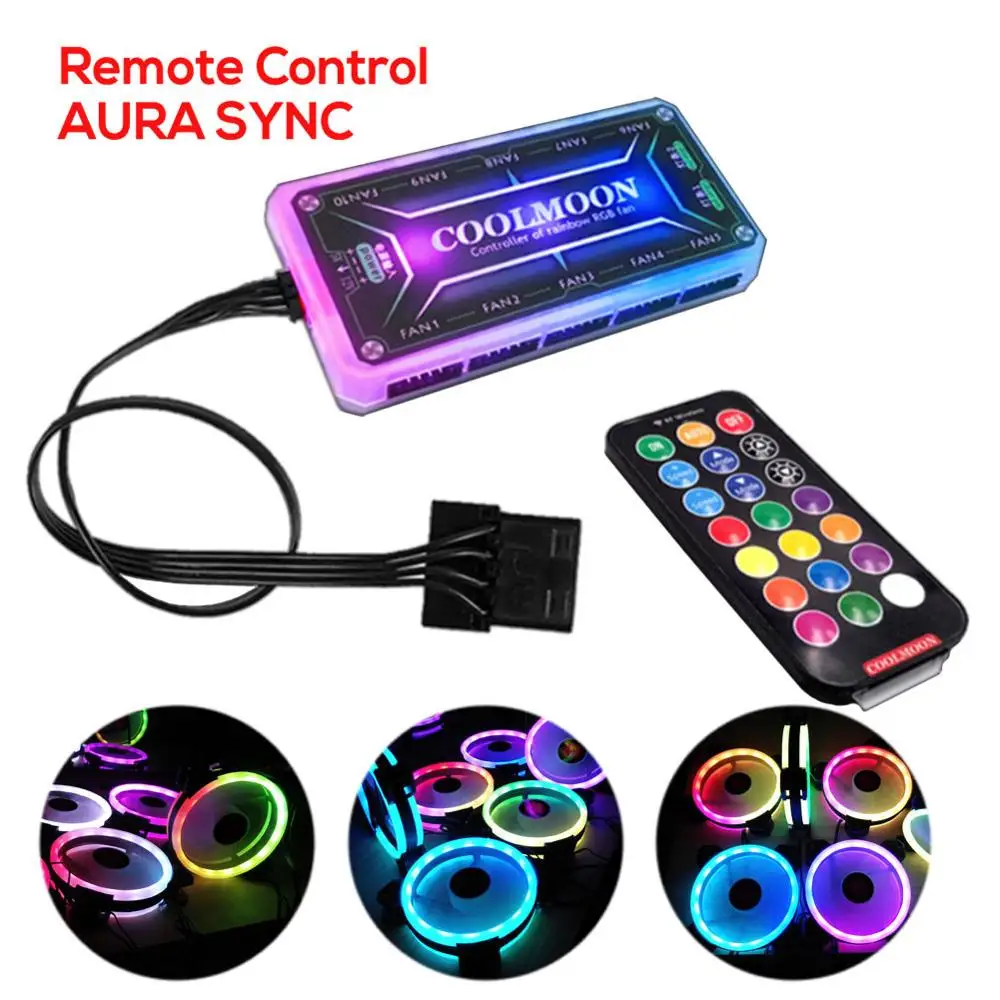 Кулер с RGB подсветкой 120 мм 6 контактов двойная подсветка 1/3/6 шт.|Кулеры и системы