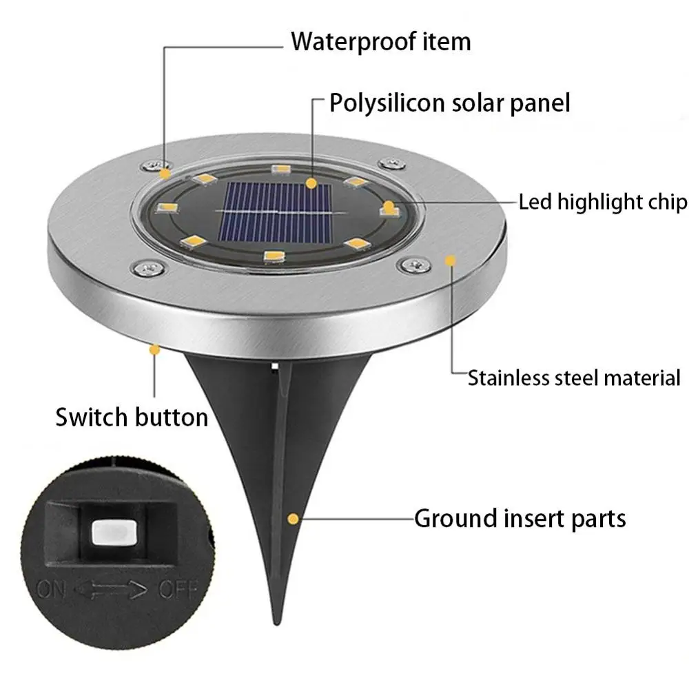 Multi-use Solar Powered Ground Light 4/8 LED Outdoor Path Spot Lamp Yard Garden Lawn Landscape Waterproof | Лампы и освещение