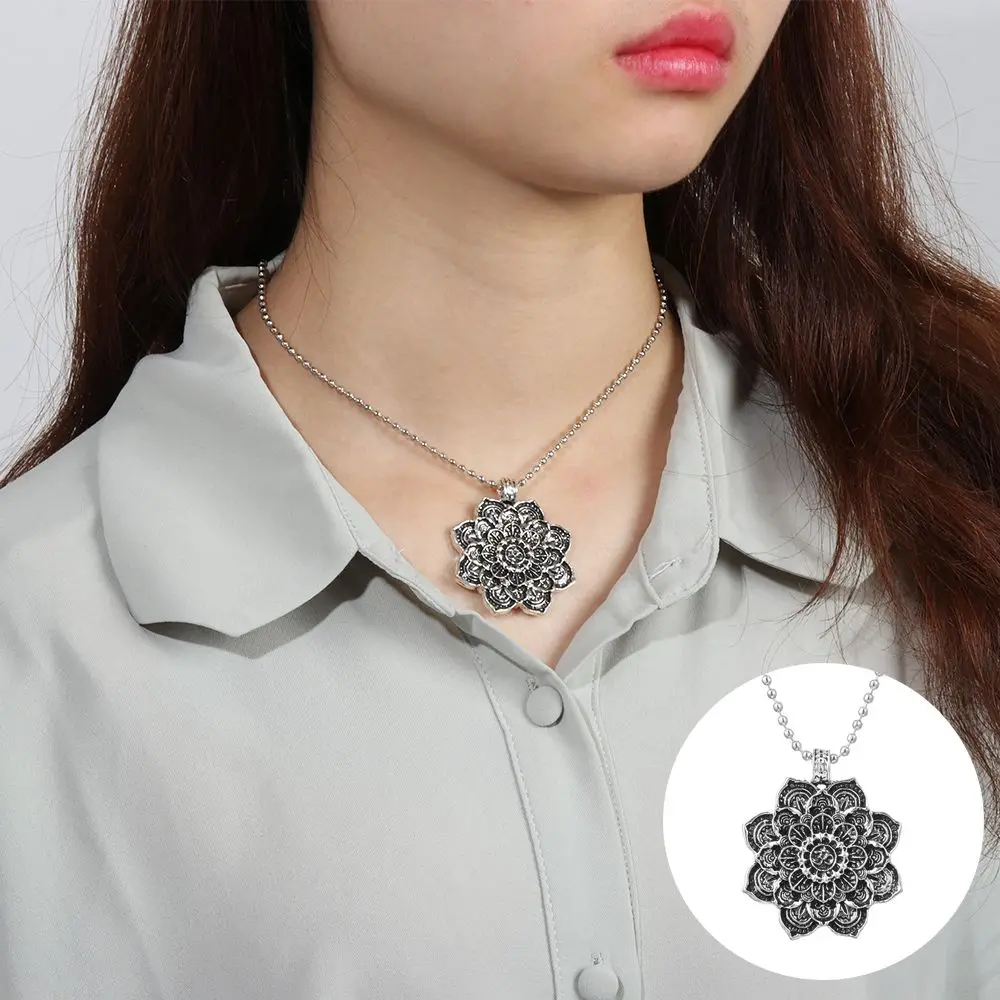 

Necklace Vintage Amulet Religious Flower Pendant Necklaces Om Mandala Pendant