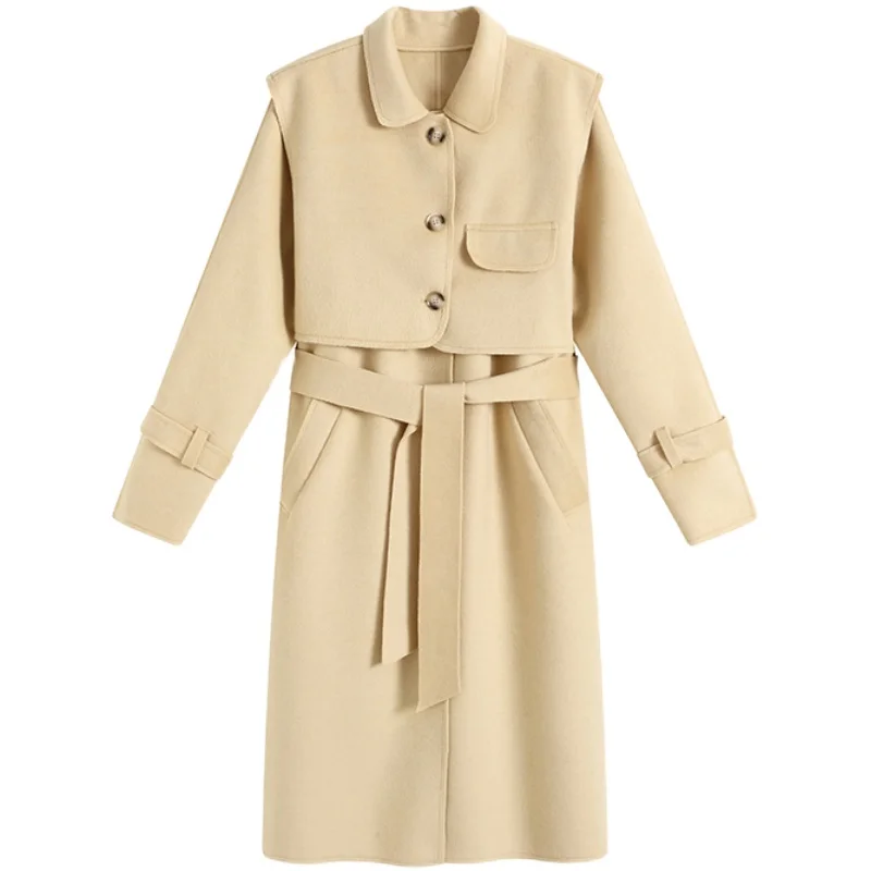 

New Fashion Long Woolen Coat Single Breasted Slim Winter Wool Coats