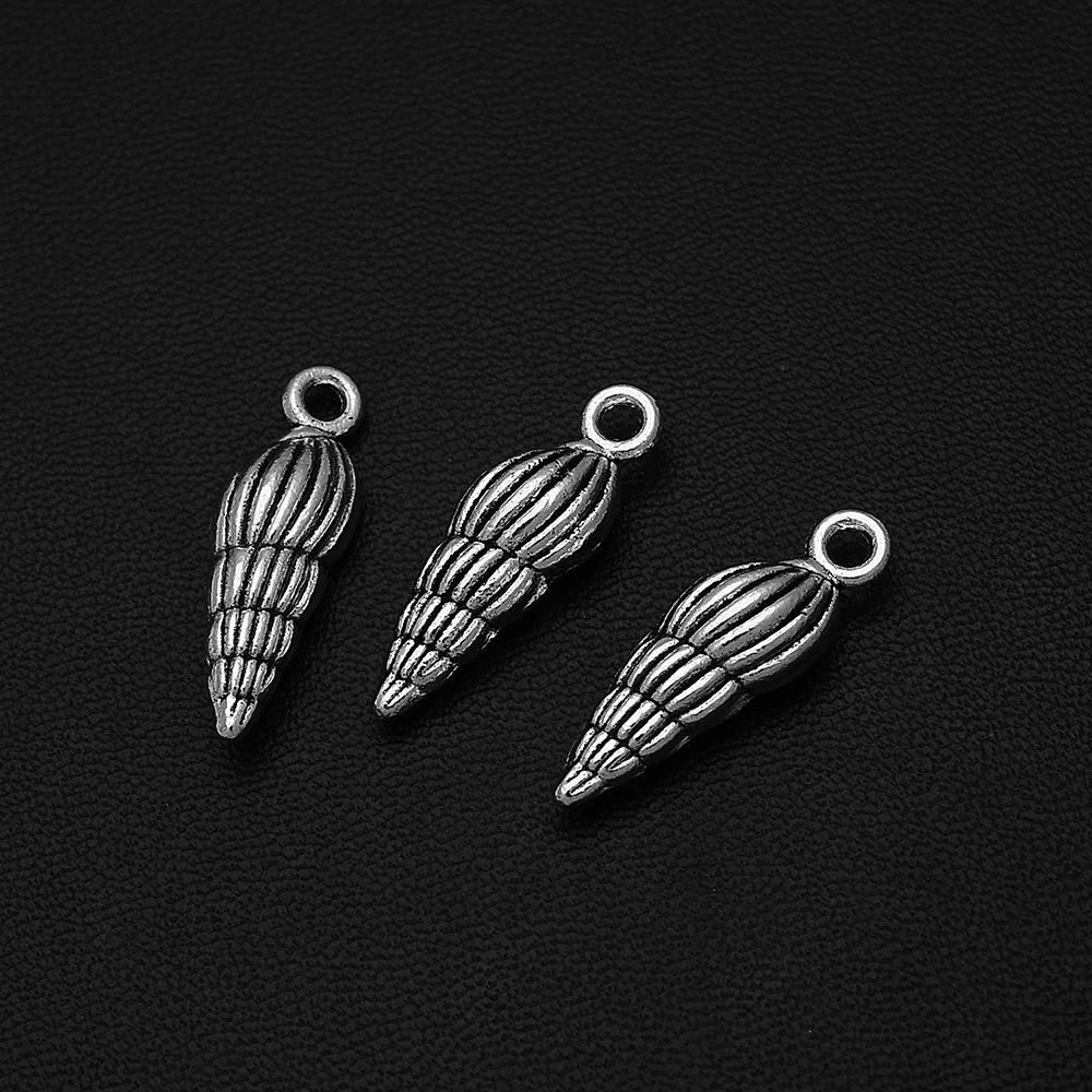 

10pcs/Lots 8x25mm Antique Silver Plated Seashell Ocean Conch Charms Summer Pendants For Diy Creation Jewelry Making Accessories