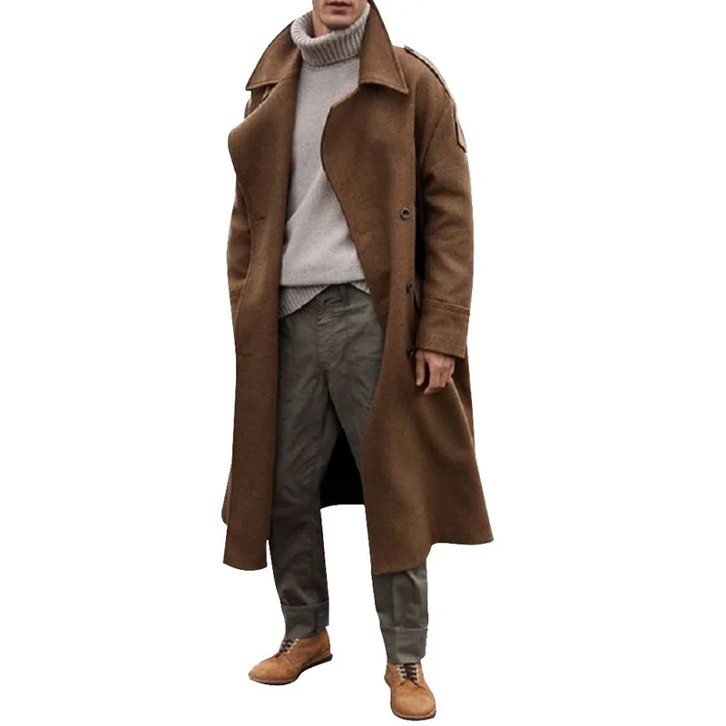 

Autumn and winter, new men's long trench coat, super-long over-the-knee coat