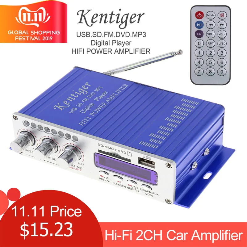 HY502 цифровой дисплей Hi-Fi 2CH автомобильный стерео усилитель мощности поддержка USB FM AUX AMP для iPod USB MP3 FM SD вход домашний аудио