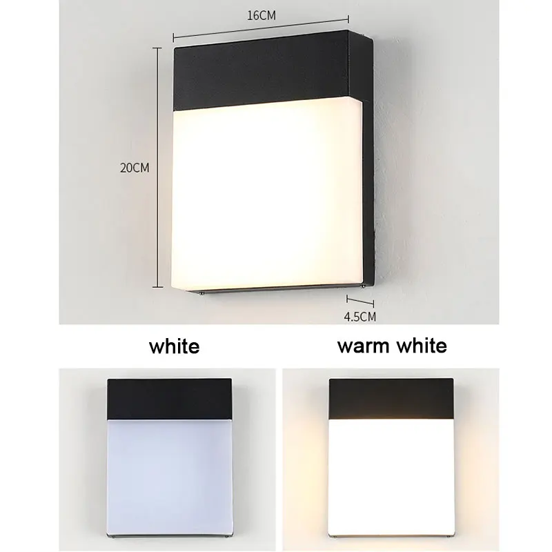 

Modern LED Outdoor Lighting Square 12W LED Wall Light Outdoor Wall Proch Lamp for Garden Patio Aside Front Door Decoration