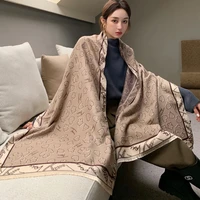2021 luxury brand cashmere women scarf winter warm shawl wrap bandana pashmina cute bear print female foulard thick blanket