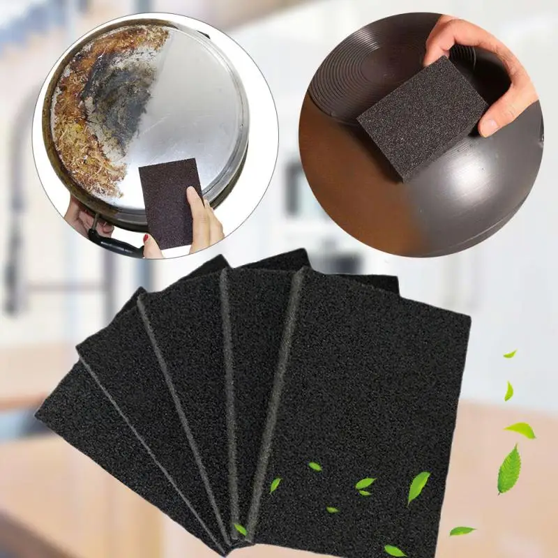 

1PCS Black Emery Sponge Dishwashing Brush Eraser For Removing Rust Kitchen Pot Except Rust Cleaning Kitchen Accessories Items