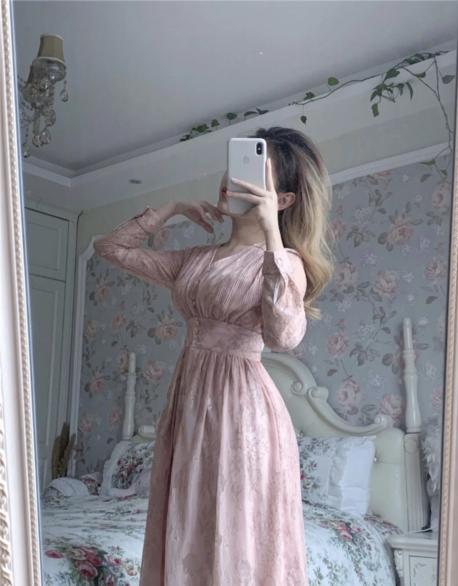 

Dress Long Sleeve V-neck Elegant French Chic Party Vestidos Sexy A-line Ankle-length Dresses With Button