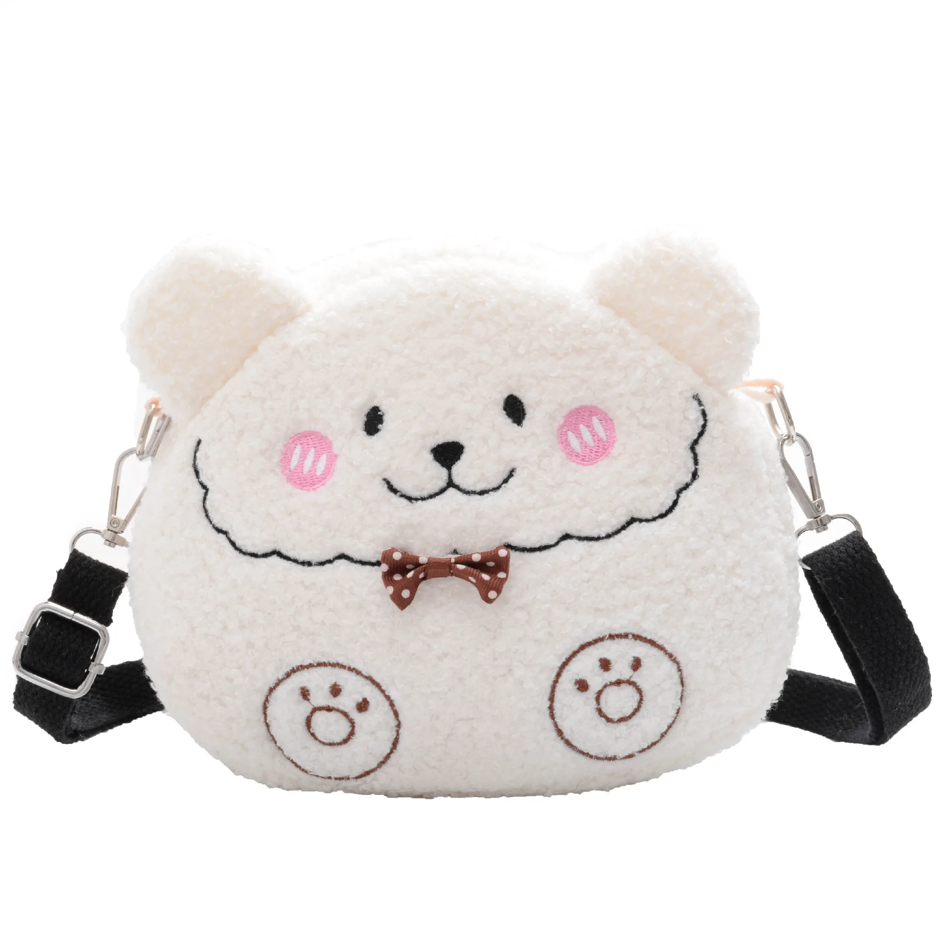 2022 New Fashion Sweet Cartoon 3D Plush Bear Modelling Crossbody Bags for Women Solid 3 Colors Girls Female's Shoulder Bags