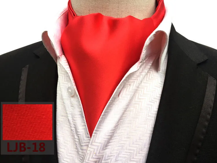 

Luxury Men's Ascot Tie Solid Red High Class Soft Satin Cravat for Men