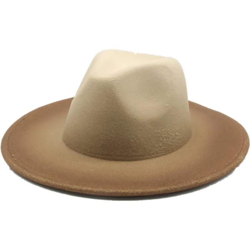 

Women Winter Hats Fedora Hat Women Wide Brim Gradient Color Designed Panama Vintage Artificial Jazz Cap Black Derby Panama Caps