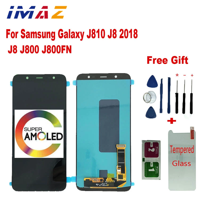 ЖК-дисплей IMAZ SUPER AMOLED 6,0 дюйма для Samsung J810, J8 2018, J800, J800FN, ЖК-дисплей с сенсорным экраном и дигитайзером в сборе для Samsung J8, ЖК-дисплей