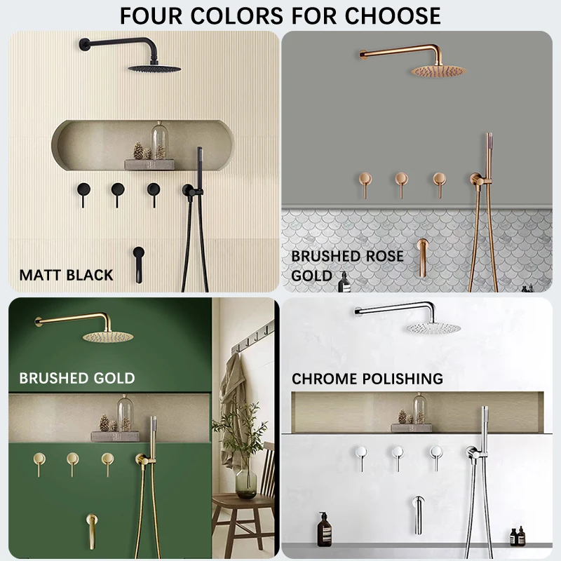 bathroom shower set brushed rose gold simplicity solid brass shower faucet shower bath mixer tap black and chrome color ah3023 free global shipping