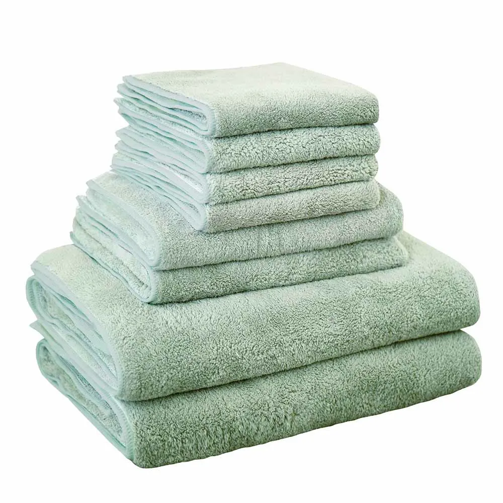 8 шт. микрофибра прямоугольное банное полотенце наборы зеленый розовый мягкость