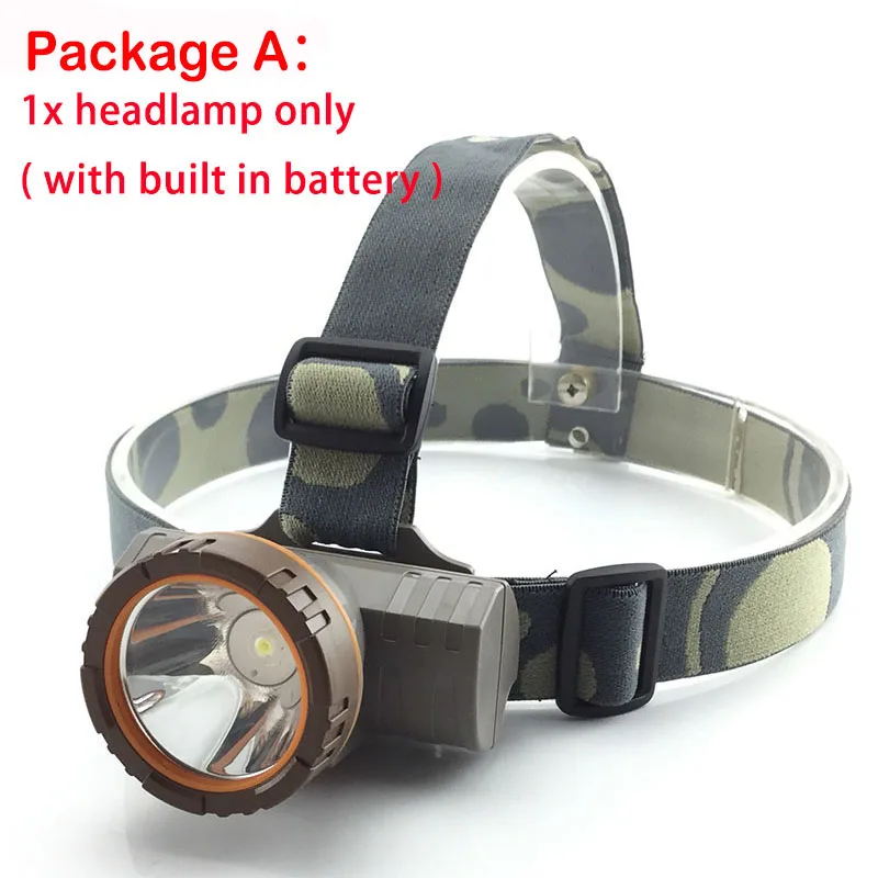 headlamp only Мощная светодиодная фара фары flash светильник налобный фонарь лампа светильник фара для рыбалка кемпинг аккумуляторная батарея Зарядное устройство - Испускаемый цвет: headlamp only