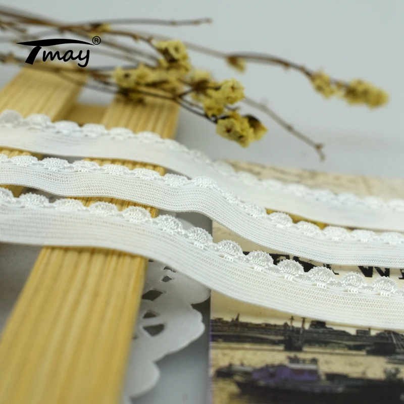 #1693 белые эластичные ленты для одежды 8 ярдов/партия эластичная кружевная отделка