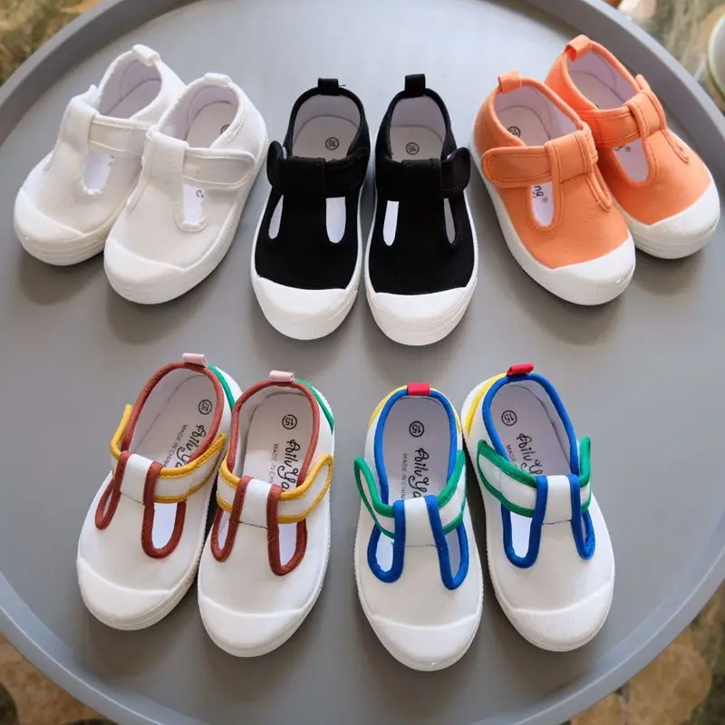 

Spring Summer Children Canvas Shoes Baby Nursery Kids Indoor White Shoes Boys Girls Lightweight Soft Non-slip Casual Sneakers
