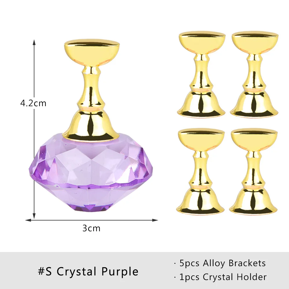 S Crystal Purple 1 набор, магнитный держатель для ногтей из сплава, практичный дисплей, стенд, акриловые хрустальные подставки, накладные кончики для ногтей, для салона, для самостоятельного маникюра, инструменты LA741 - Цвет: S Crystal Purple